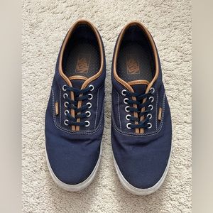 Navy Vans with Leather Accents